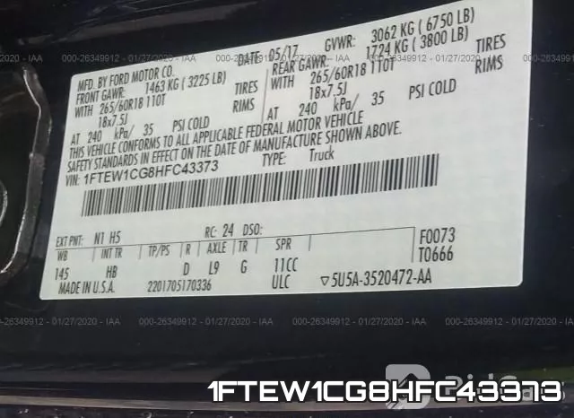 1FTEW1CG8HFC43373 фото 10