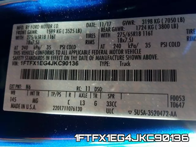 1FTFX1EG4JKC90136 фото 2