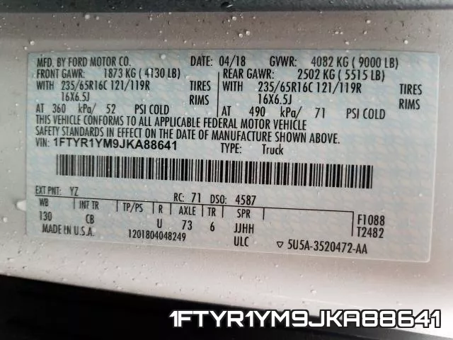 1FTYR1YM9JKA88641 фото 2