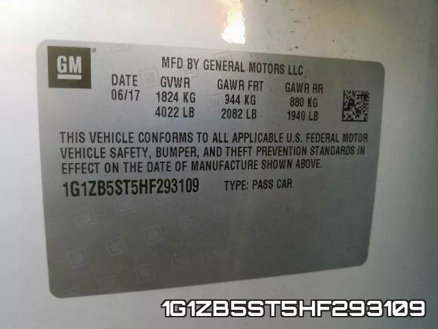 1G1ZB5ST5HF293109 фото 2