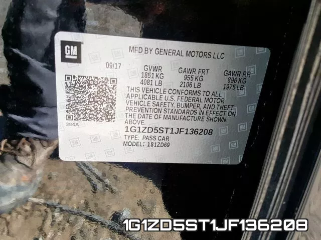 1G1ZD5ST1JF136208 фото 2