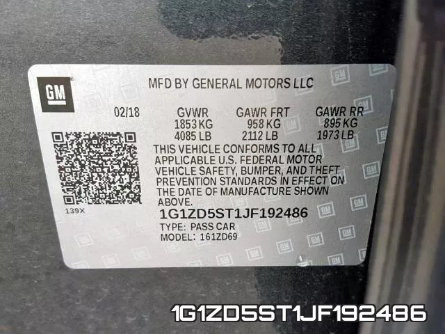 1G1ZD5ST1JF192486 фото 2