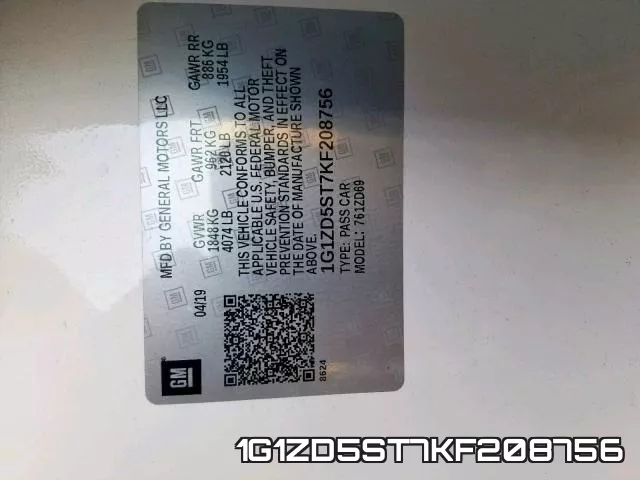 1G1ZD5ST7KF208756 фото 2