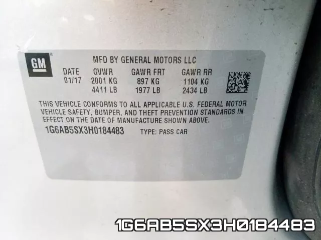 1G6AB5SX3H0184483 фото 2