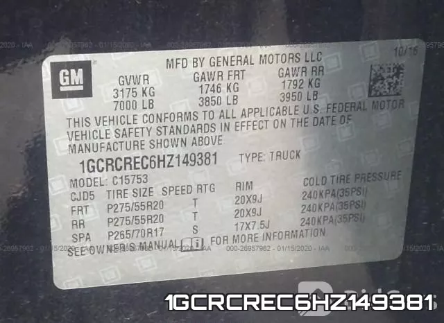 1GCRCREC6HZ149381 фото 7
