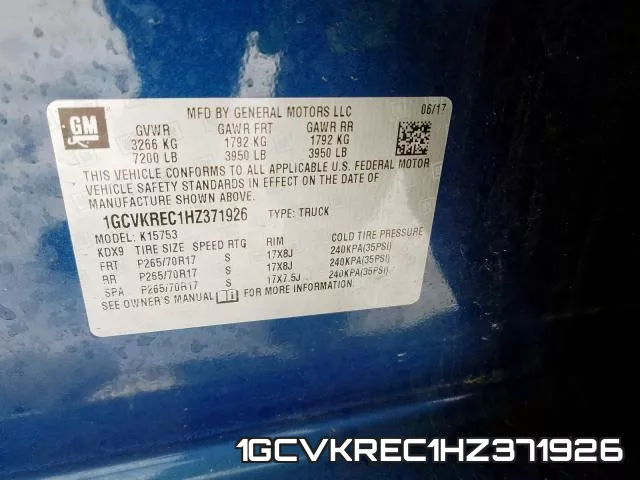 1GCVKREC1HZ371926 фото 2