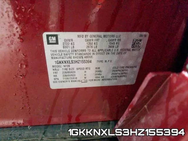 1GKKNXLS3HZ155394 фото 2