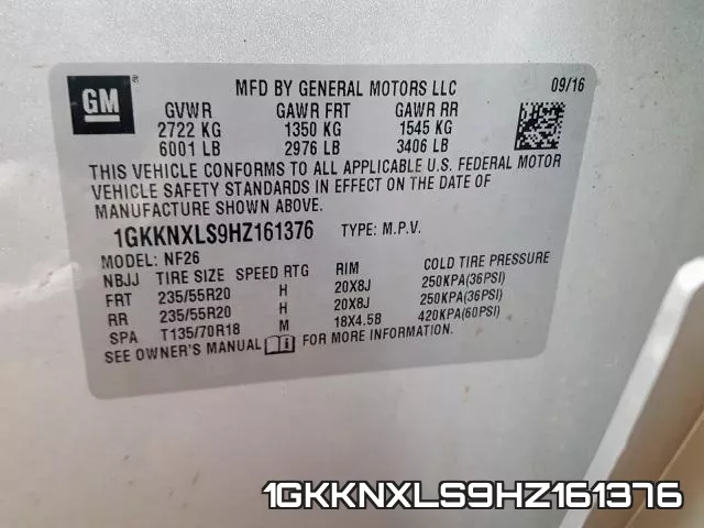 1GKKNXLS9HZ161376 фото 2