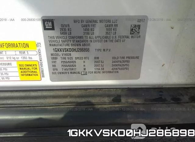 1GKKVSKD0HJ286898 фото 5