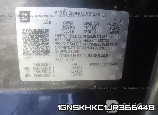 1GNSKHKC1JR366448 фото 8