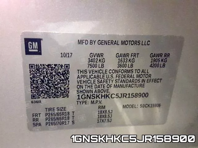 1GNSKHKC5JR158900 фото 2