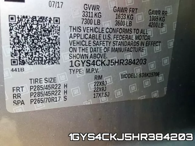 1GYS4CKJ5HR384203 фото 2