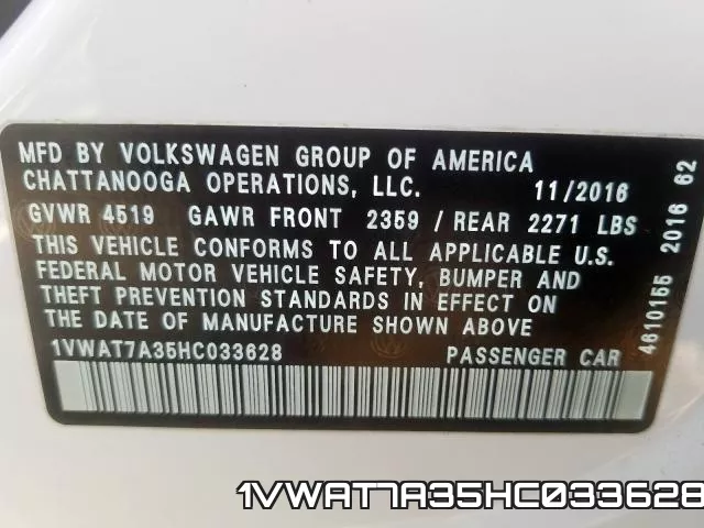 1VWAT7A35HC033628 фото 2