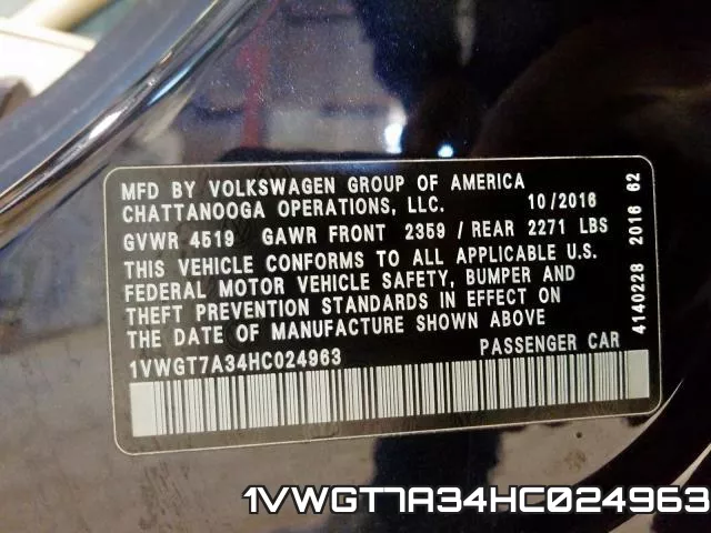 1VWGT7A34HC024963 фото 2