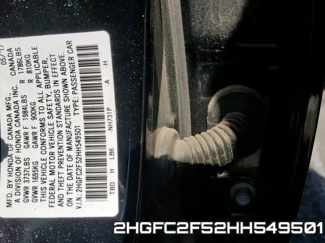 2HGFC2F52HH549501 фото 2