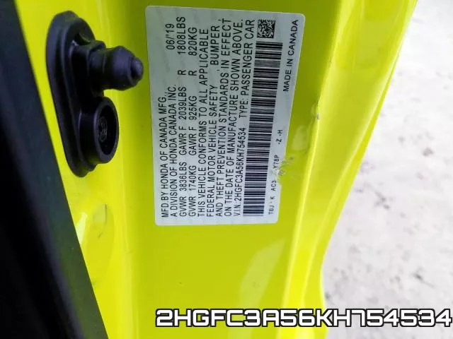 2HGFC3A56KH754534 фото 2