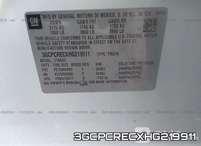 3GCPCRECXHG219911 фото 8