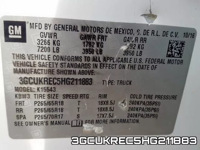3GCUKREC5HG211883 фото 2