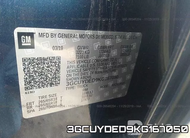 3GCUYDED9KG167050 фото 6