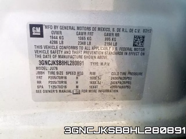 3GNCJKSB8HL280891 фото 2