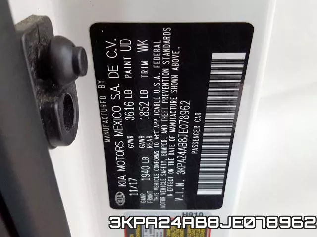 3KPA24AB8JE078962 фото 2