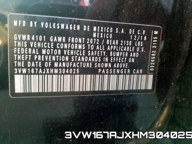 3VW167AJXHM304025 фото 2