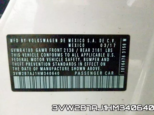 3VW2B7AJ1HM340640 фото 2