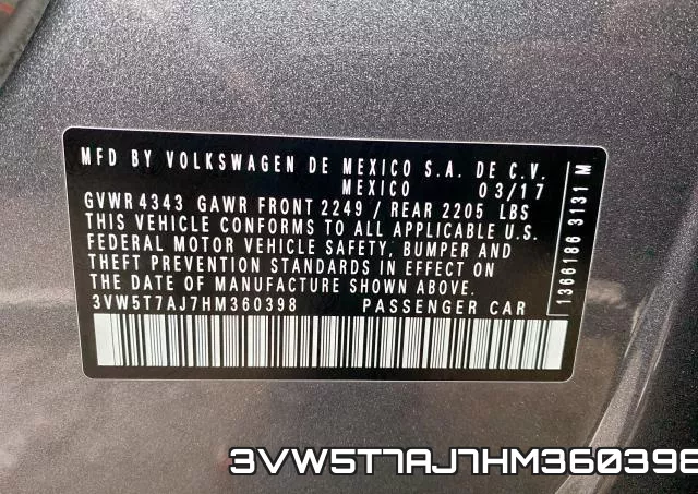 3VW5T7AJ7HM360398 фото 2