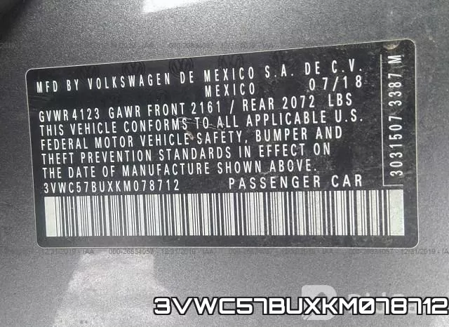3VWC57BUXKM078712 фото 9
