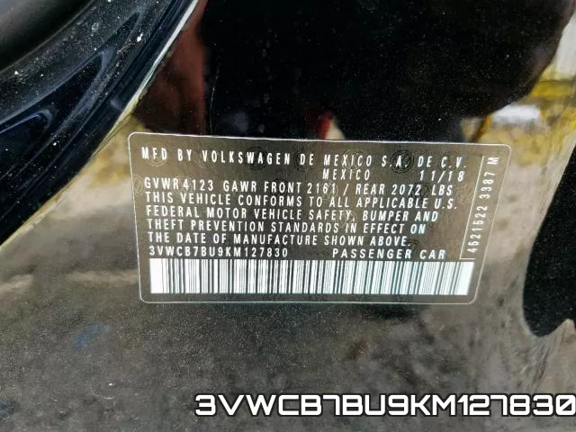 3VWCB7BU9KM127830 фото 2