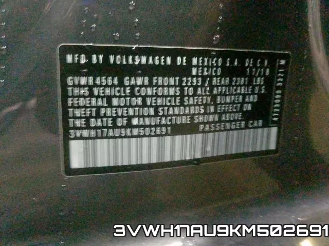 3VWH17AU9KM502691 фото 2