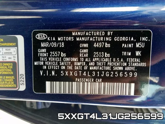 5XXGT4L31JG256599 фото 2