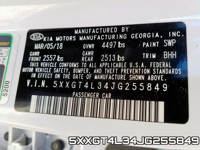 5XXGT4L34JG255849 фото 2