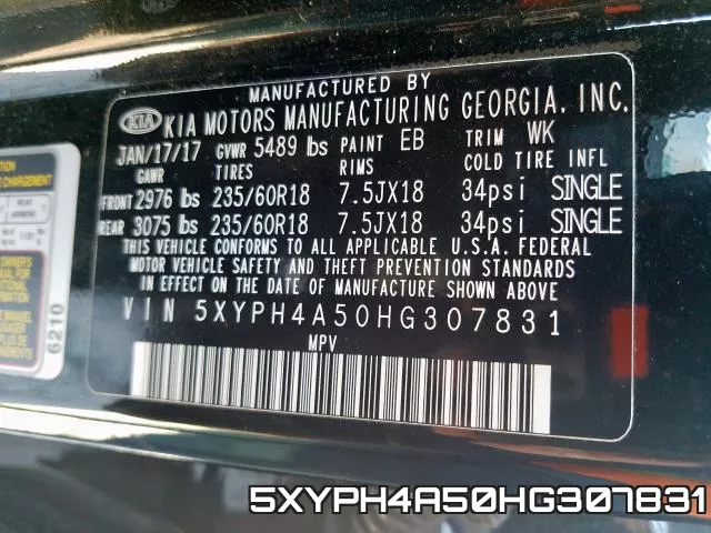 5XYPH4A50HG307831 фото 2