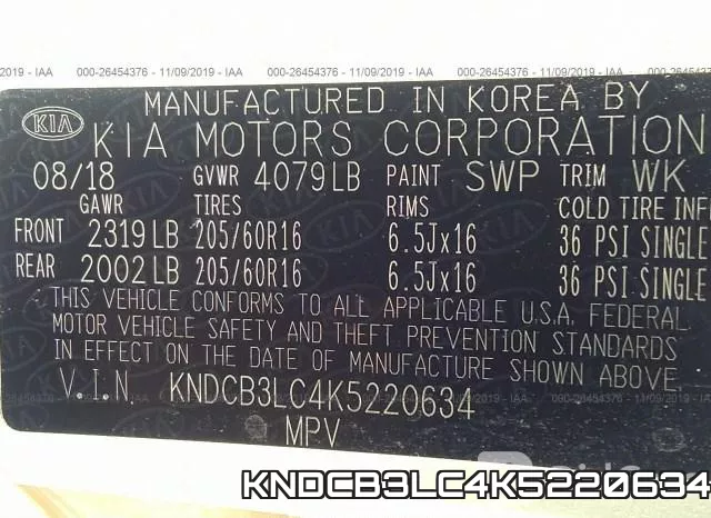KNDCB3LC4K5220634 фото 9
