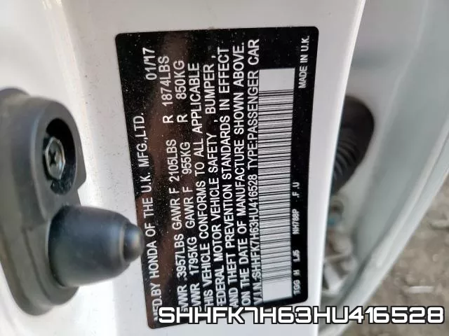 SHHFK7H63HU416528 фото 2