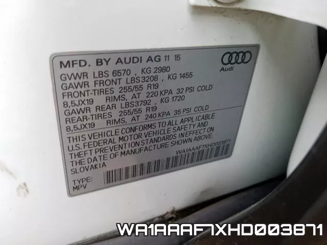 WA1AAAF7XHD003871 фото 2