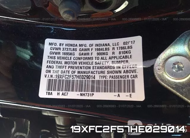 19XFC2F57HE029014 фото 9