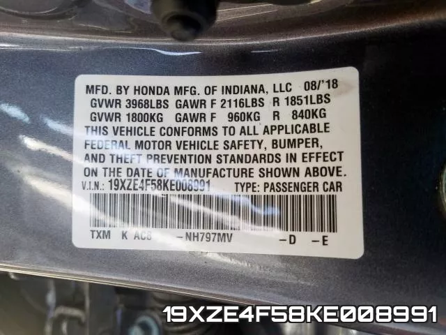 19XZE4F58KE008991 фото 2