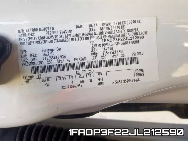 1FADP3F22JL212590 фото 2