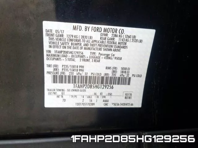 1FAHP2D85HG129256 фото 2
