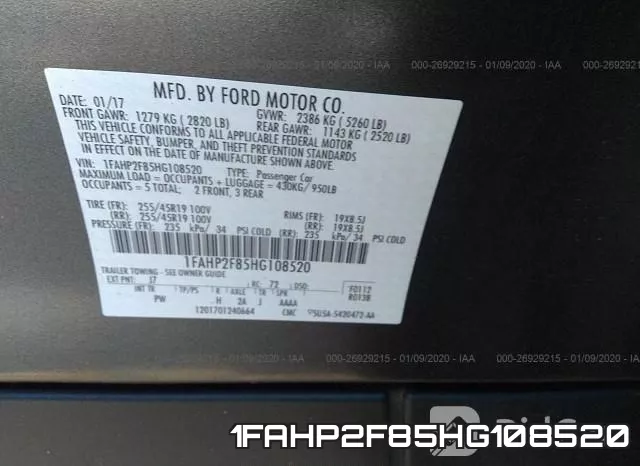 1FAHP2F85HG108520 фото 9