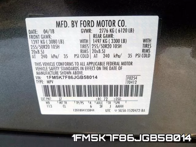 1FM5K7F86JGB58014 фото 2