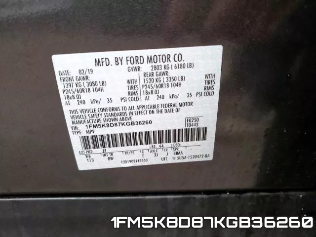 1FM5K8D87KGB36260 фото 2