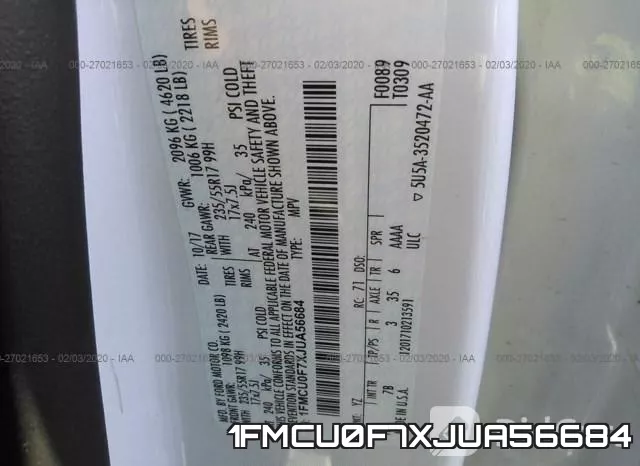 1FMCU0F7XJUA56684 фото 9