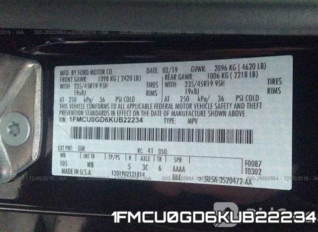 1FMCU0GD6KUB22234 фото 9