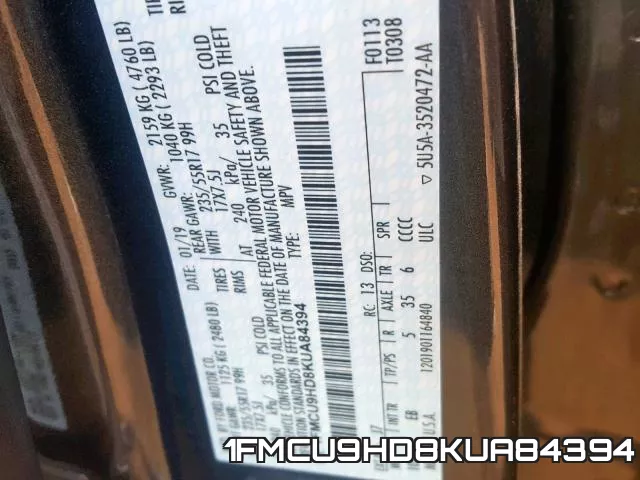 1FMCU9HD8KUA84394 фото 2