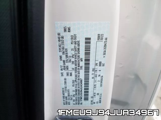 1FMCU9J94JUA34967 фото 2
