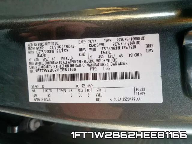 1FT7W2B62HEE81166 фото 2