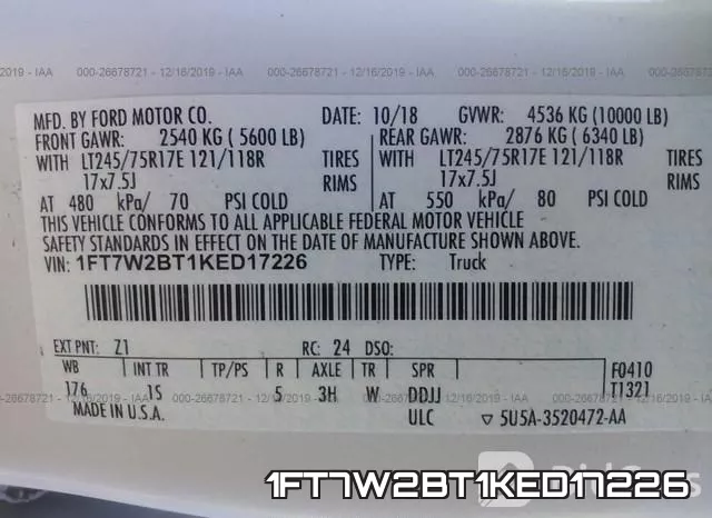 1FT7W2BT1KED17226 фото 9